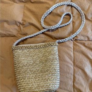 Woven Straw Crossbody Bag - Beige